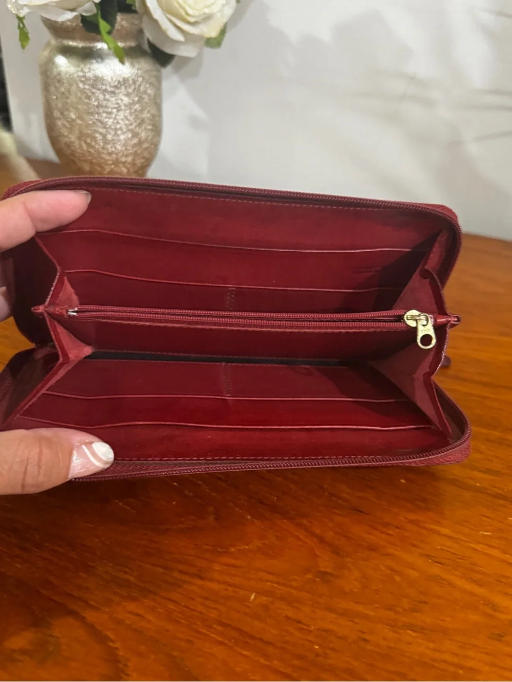 Coach vintage Leather Zip-Around Wallet in Deep Red